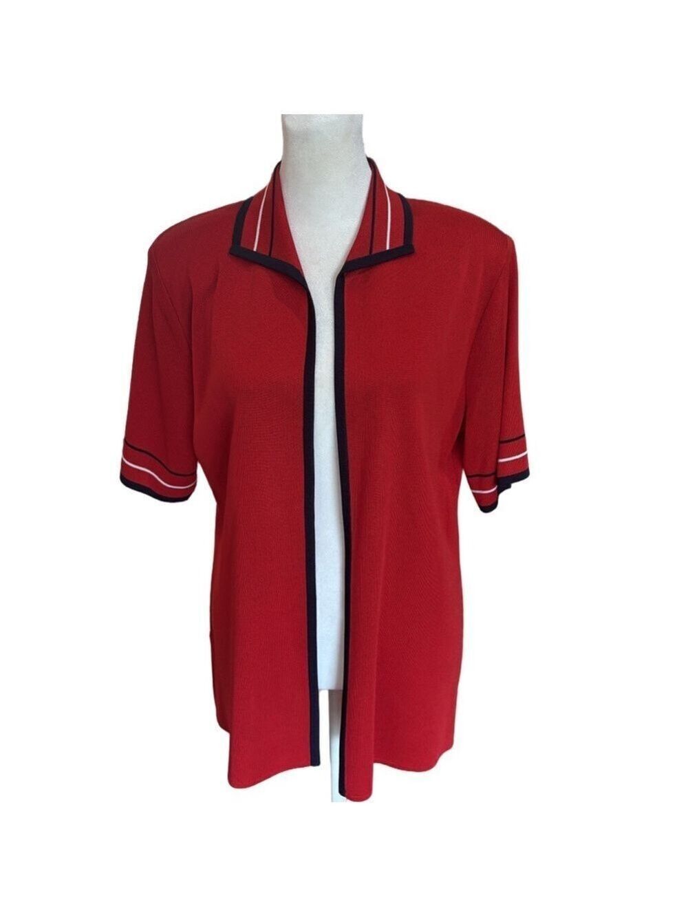 Mistook Size S short sleeve open front cardigan with black and white accents